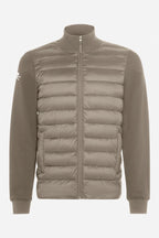 Veste de golf homme beige, matelassée sur le torse, zip au col montant