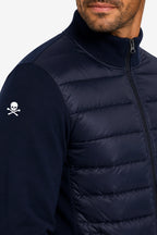 Veste de golf homme bleu marine, détail matelassé avec fermeture zippée