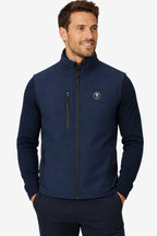 Veste golf sans manches déperlante bleu marine, vue avant, fermeture zippée et poche verticale