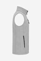 Gilet de golf sans manches déperlant gris clair, vue de côté, fermeture zippée.