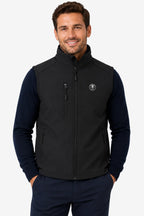 Gilet sans manches de golf noir déperlant, fermeture zippée, logo poitrine, poches zippées