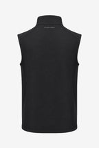 Gilet sans manches noir, vue arrière, col montant et couture centrale