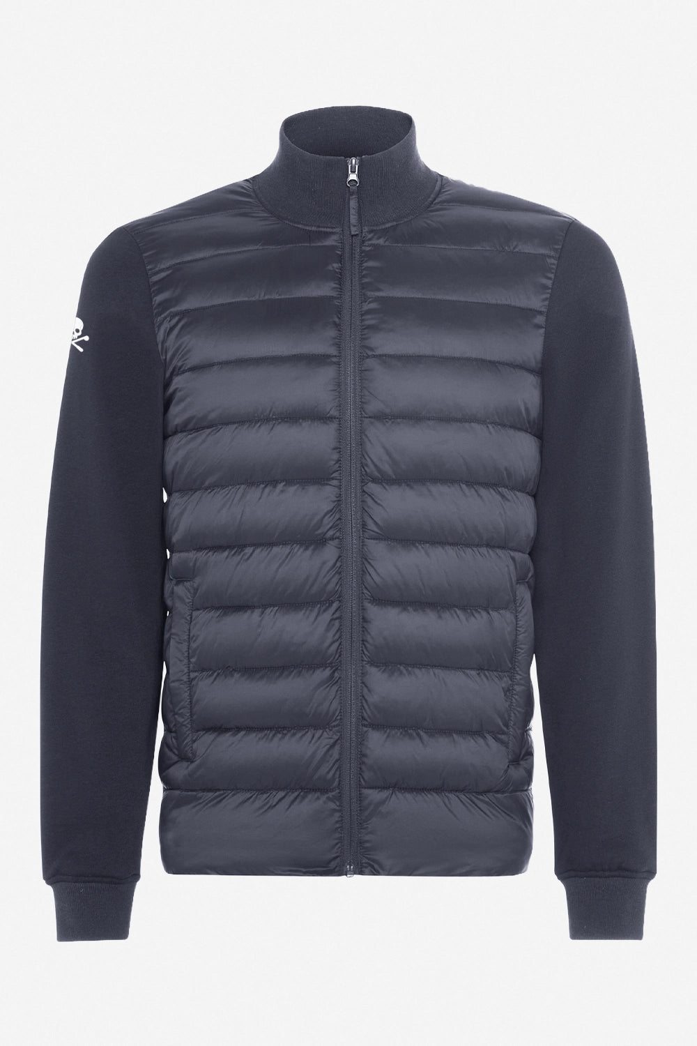 Veste de golf homme matelassée sombre à fermeture éclair et col montant