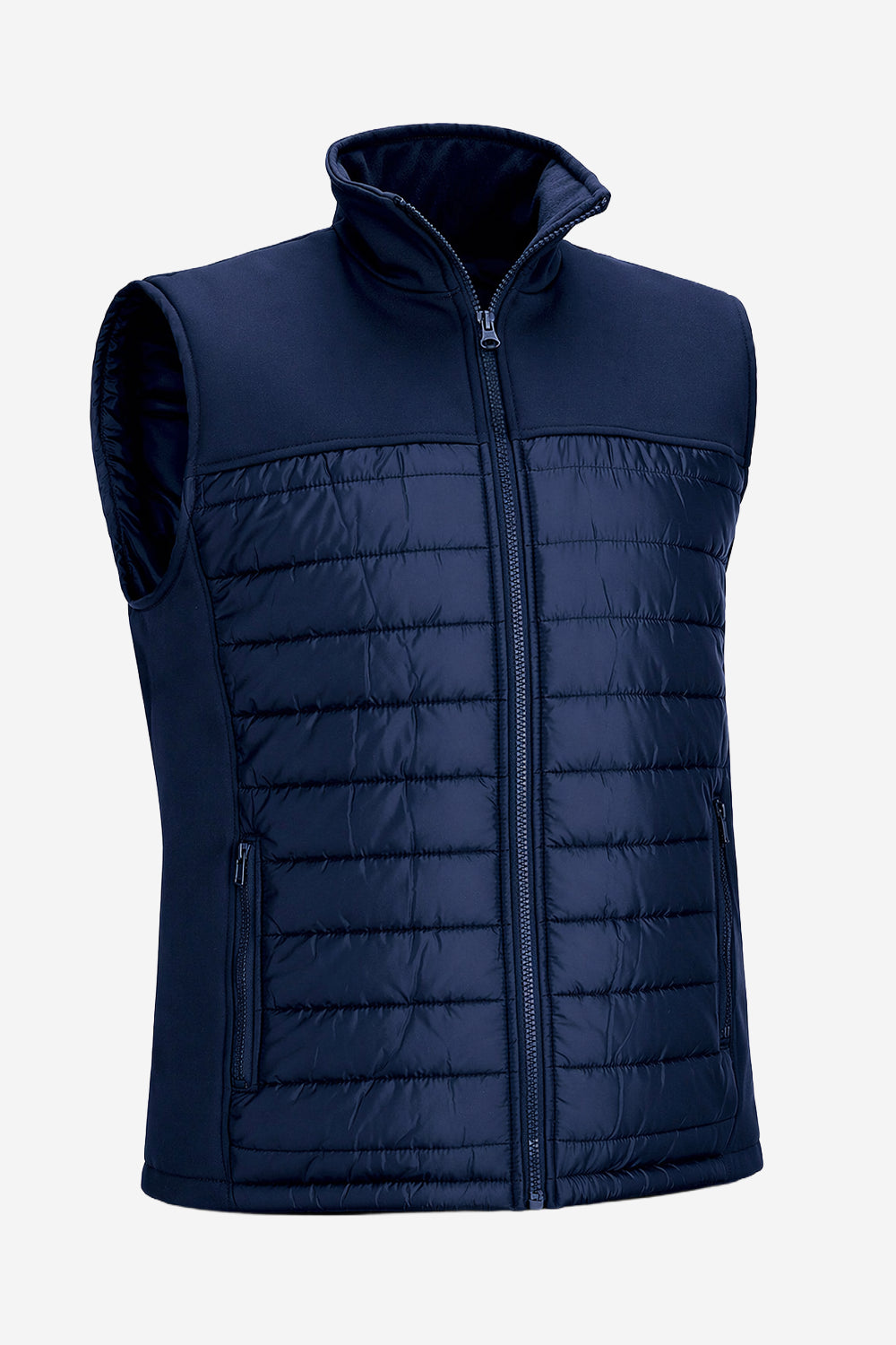 Veste de golf bi-matière homme bleu marine, col montant et fermeture zippée
