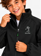 Veste de pluie noire garçon, logo Fairway Rebels et zip vert