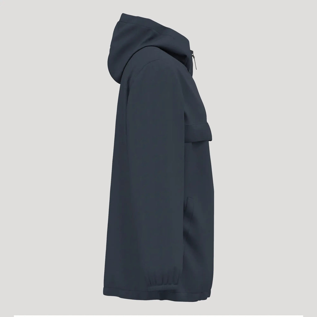 Veste de golf homme bleu marine, coupe-vent et imperméable, vue de côté.