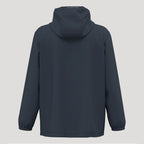 Veste de golf homme bleu marine, coupe-vent et imperméable, vue dos avec capuche.