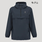 Veste de golf homme coupe-vent et imperméable bleu marine avec capuche, vue de face