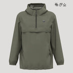 Veste de golf homme kaki imperméable coupe-vent, capuche et fermeture zippée.