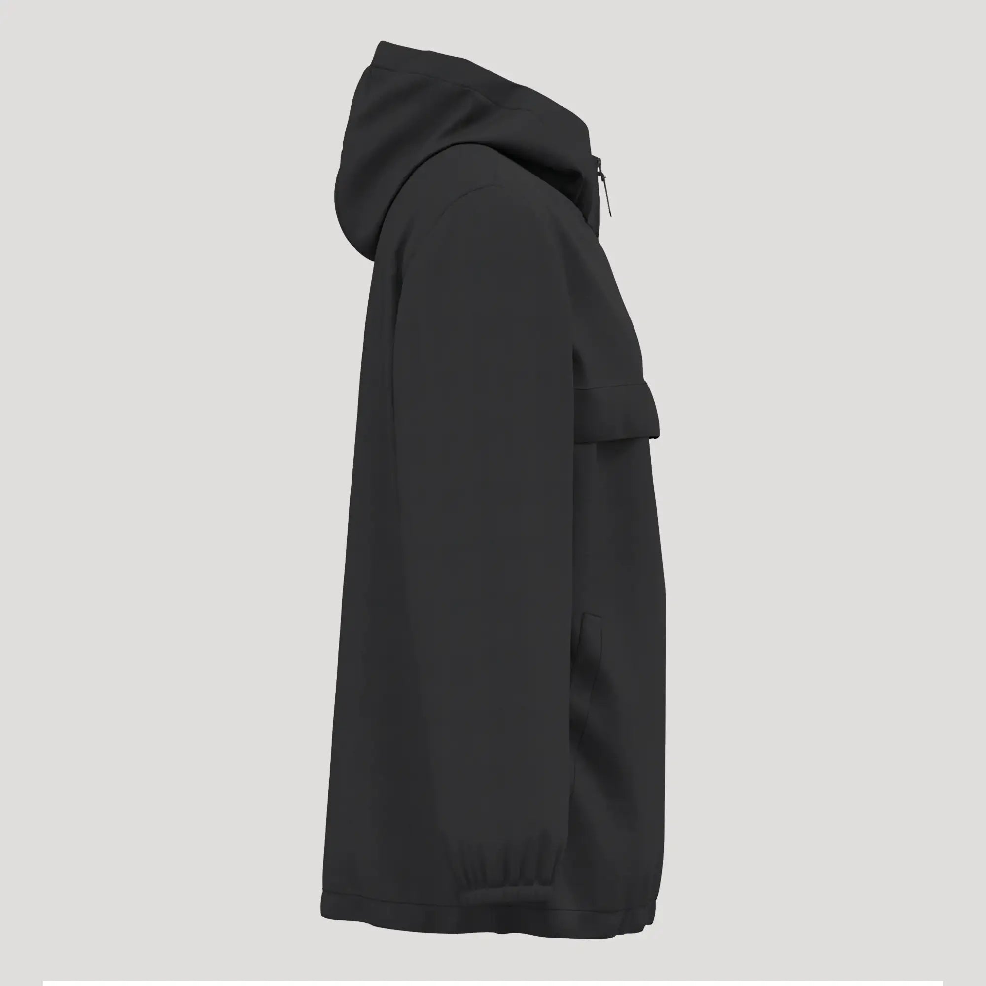 Veste de golf homme noire, coupe-vent, imperméable, vue de côté, avec capuche