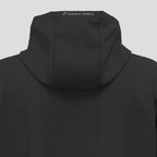 Veste de golf homme noire, dos, imperméable avec capuche et logo discret.