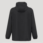 Veste de golf homme noire, coupe-vent et imperméable, vue de dos avec capuche.