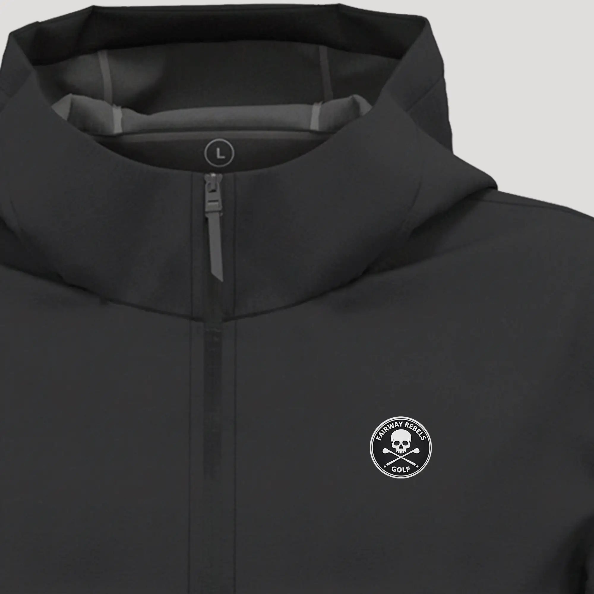 Veste de golf homme noire coupe-vent imperméable avec logo crâne blanc sur la poitrine