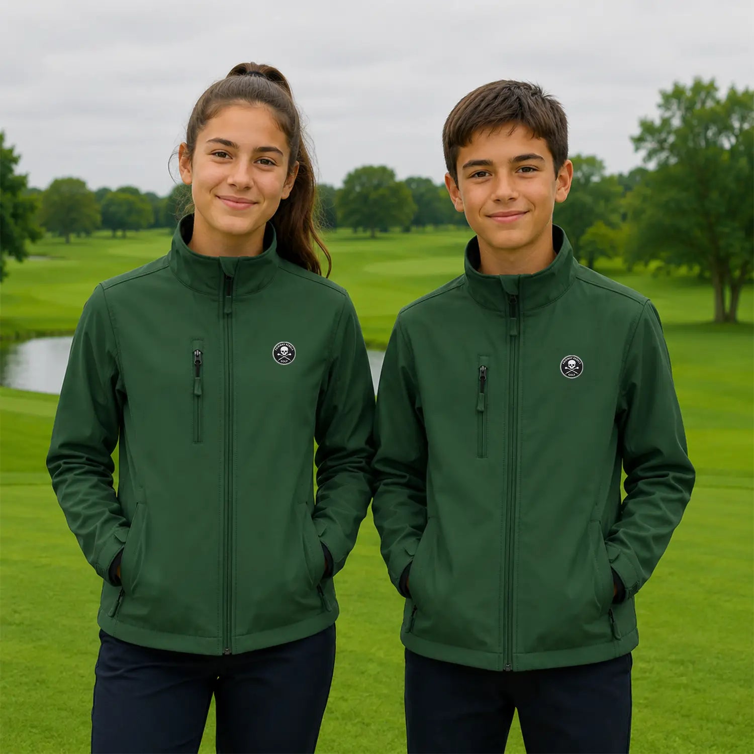 Grüne Golfjacke für Kinder