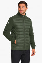 Veste de golf homme vert foncé, manches en maille, matelassée, zip intégral