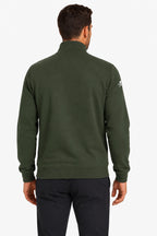 Veste de golf homme vert foncé, vue dos, manches en maille et bordures côtelées