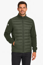 Veste de golf homme vert foncé, matelassage, fermeture éclair et écusson tête de mort