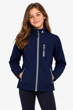 Veste de pluie enfant bleu marine, zip central, poches zippées et col montant