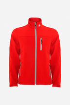 Veste de pluie rouge fille, col montant, zip central et poche poitrine zippée