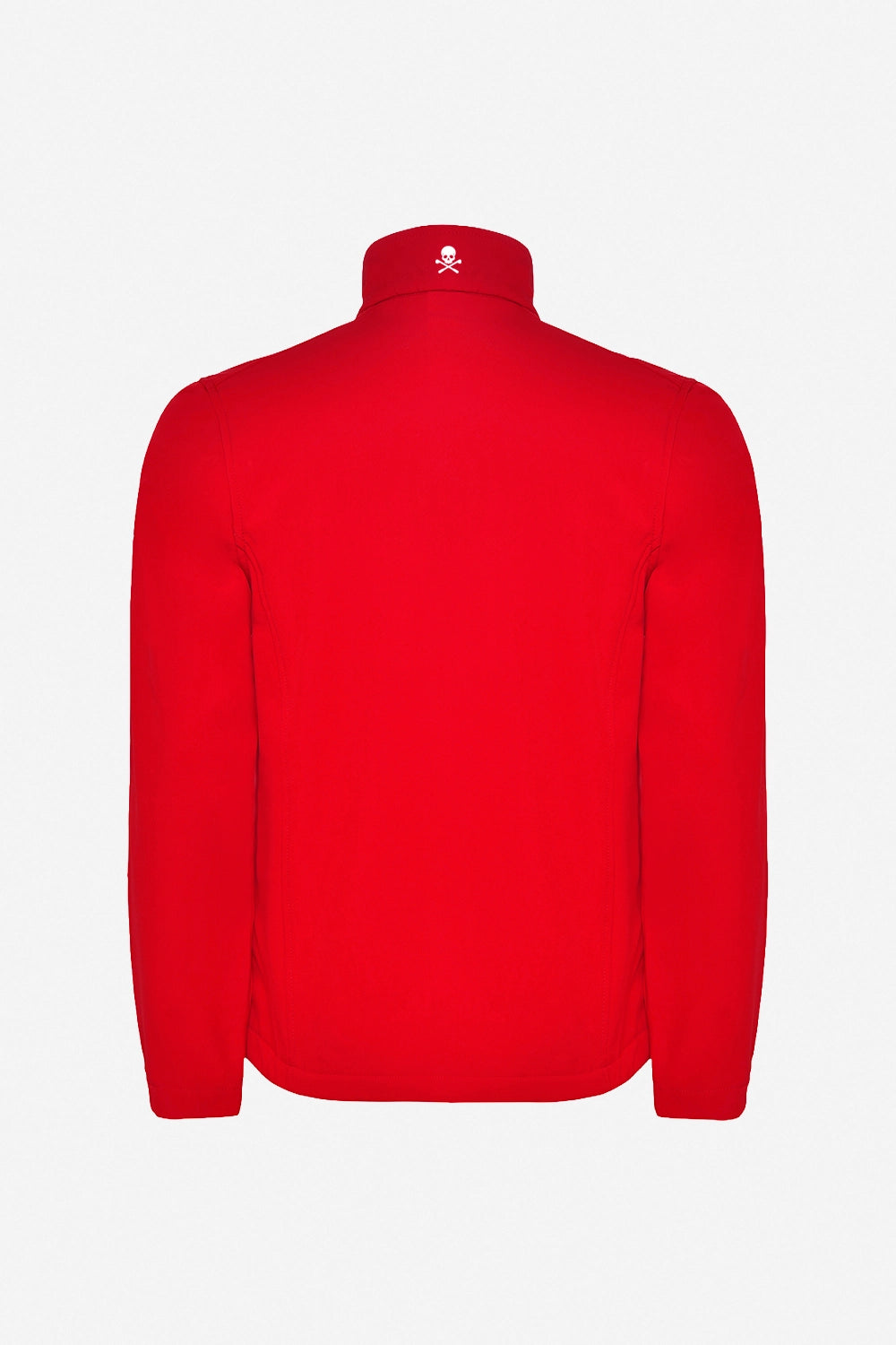 Veste de pluie rouge fille, vue dos avec capuche et logo brodé
