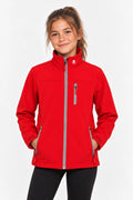 Veste de pluie rouge fille, col montant, zip central et poches zippées
