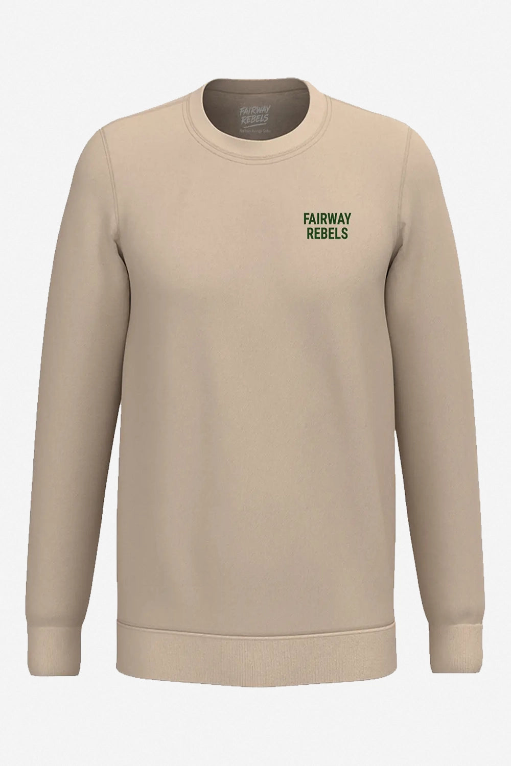 Sweat homme beige encolure ronde, impression poitrine « Fairway Rebels »