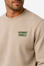  gros plan sweat homme beige, impression poitrine « FAIRWAY REBELS »