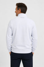 Pull de golf homme 1/4 zippé blanc, vue arrière avec manches longues