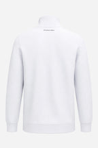 Pull de golf homme 1/4 zippé blanc, vue arrière, col montant