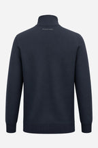 Pull de golf homme 1/4 zippé bleu marine, vue arrière, manches longues