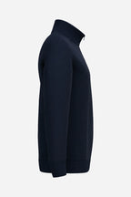 Pull de golf homme 1/4 zippé bleu marine, vue de côté