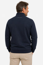Sweat de golf homme 1/4 zip bleu marine, vue de dos