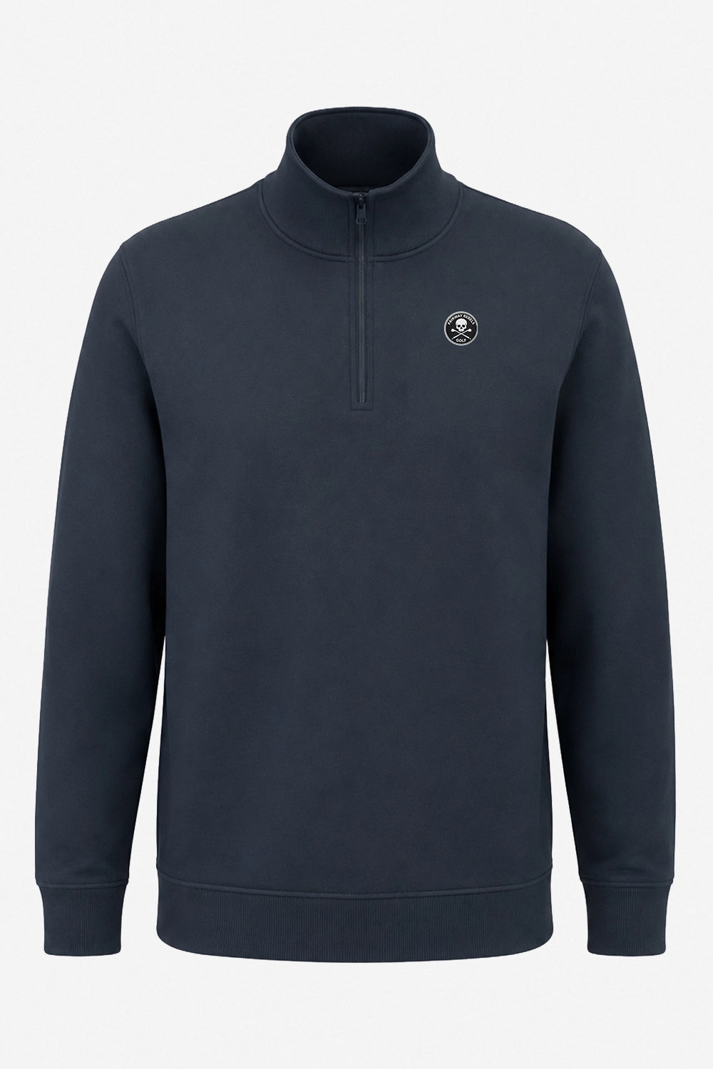 Sweat de golf homme 1/4 zip bleu marine, col montant zippé