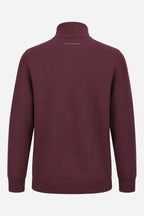Sweat de golf homme 1/4 zip bordeaux, col montant et manches longues