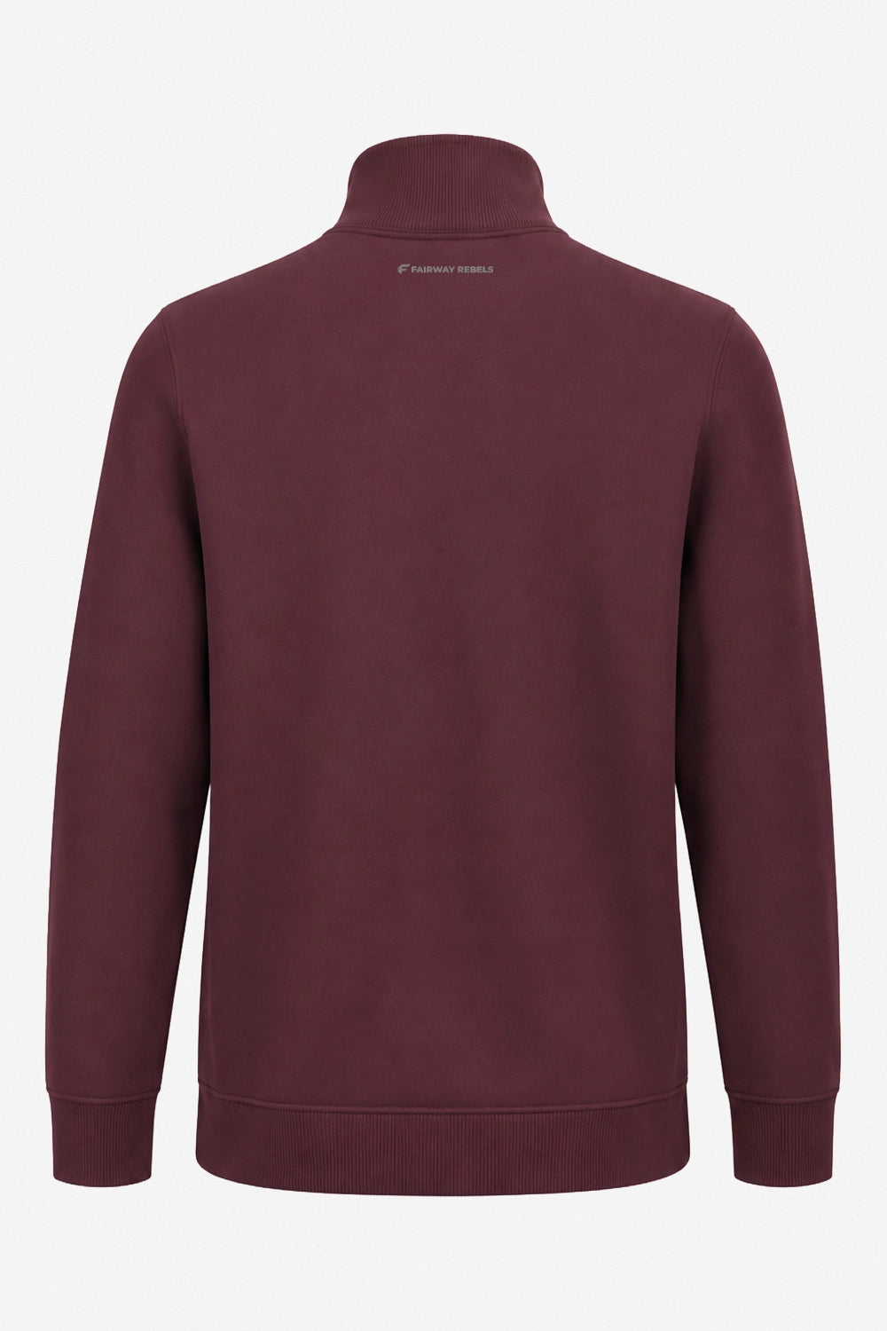 Sweat de golf homme 1/4 zip bordeaux, col montant et manches longues