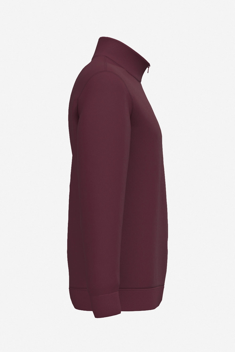 Sweat de golf homme 1/4 zip bordeaux, vue de côté