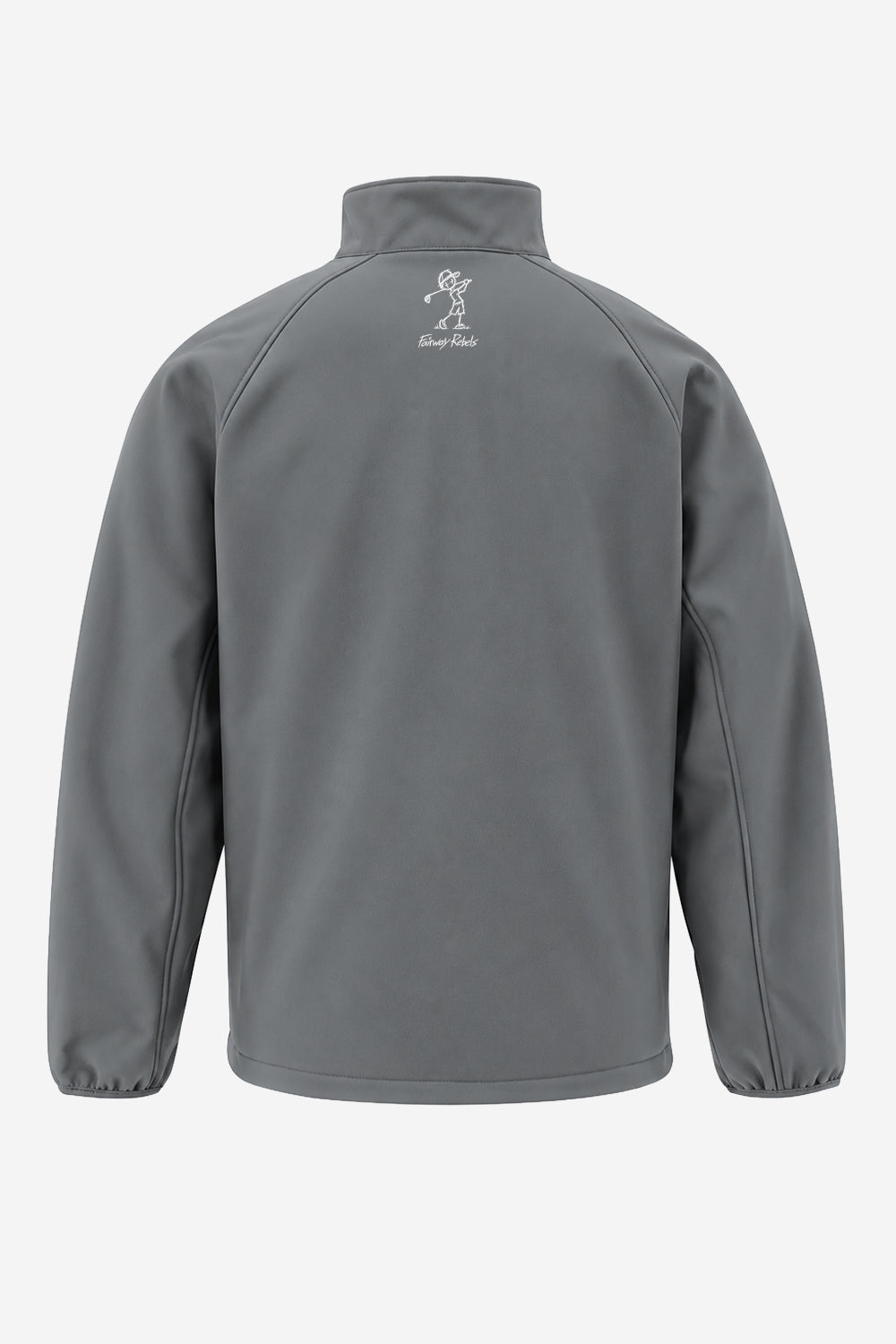 Veste de pluie enfant grise, col montant, imprimé au dos