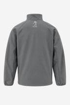 Veste de pluie enfant grise, col montant, imprimé au dos