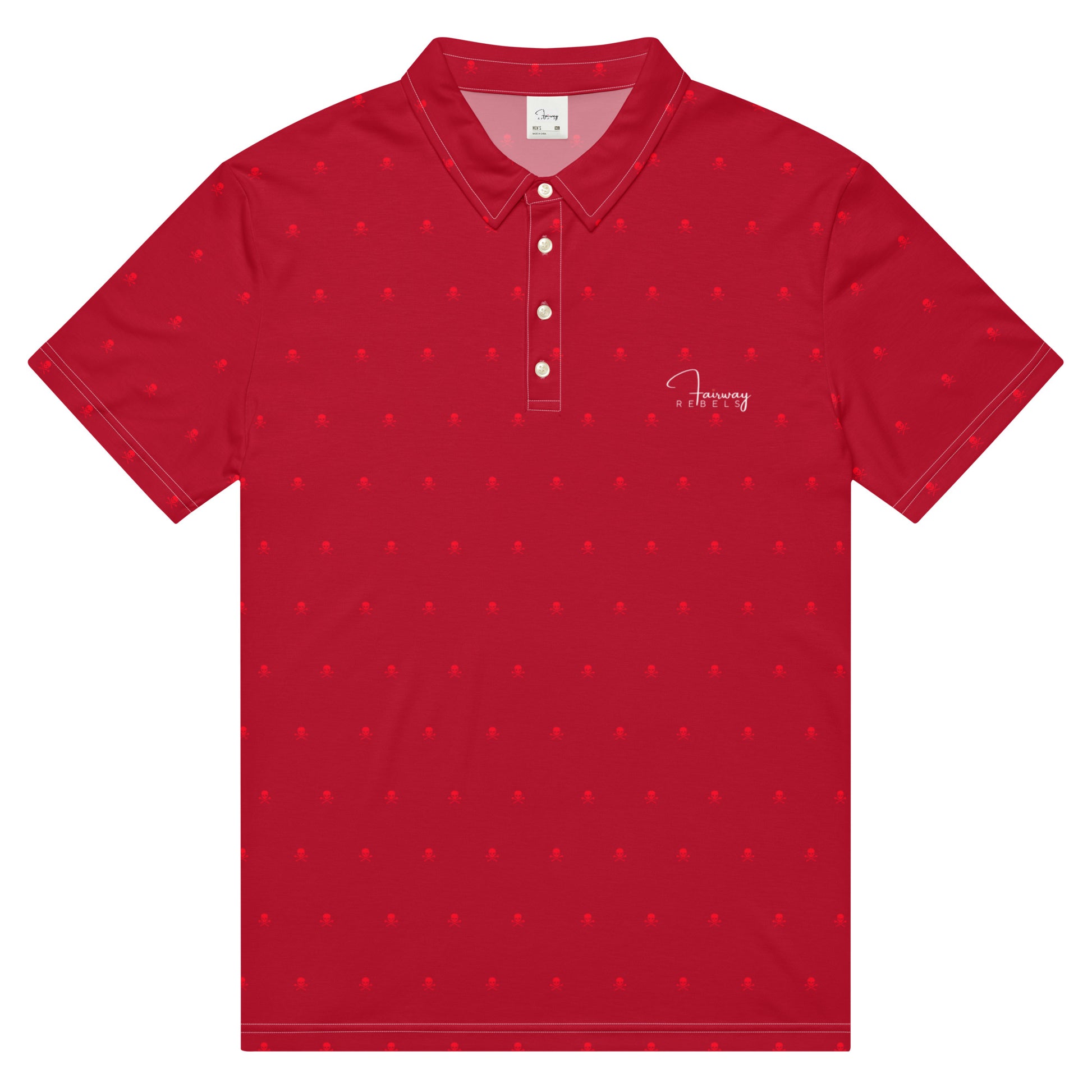 Polo Homme “Skull” Rouge – Fairway Rebels - Fairway Rebels golf