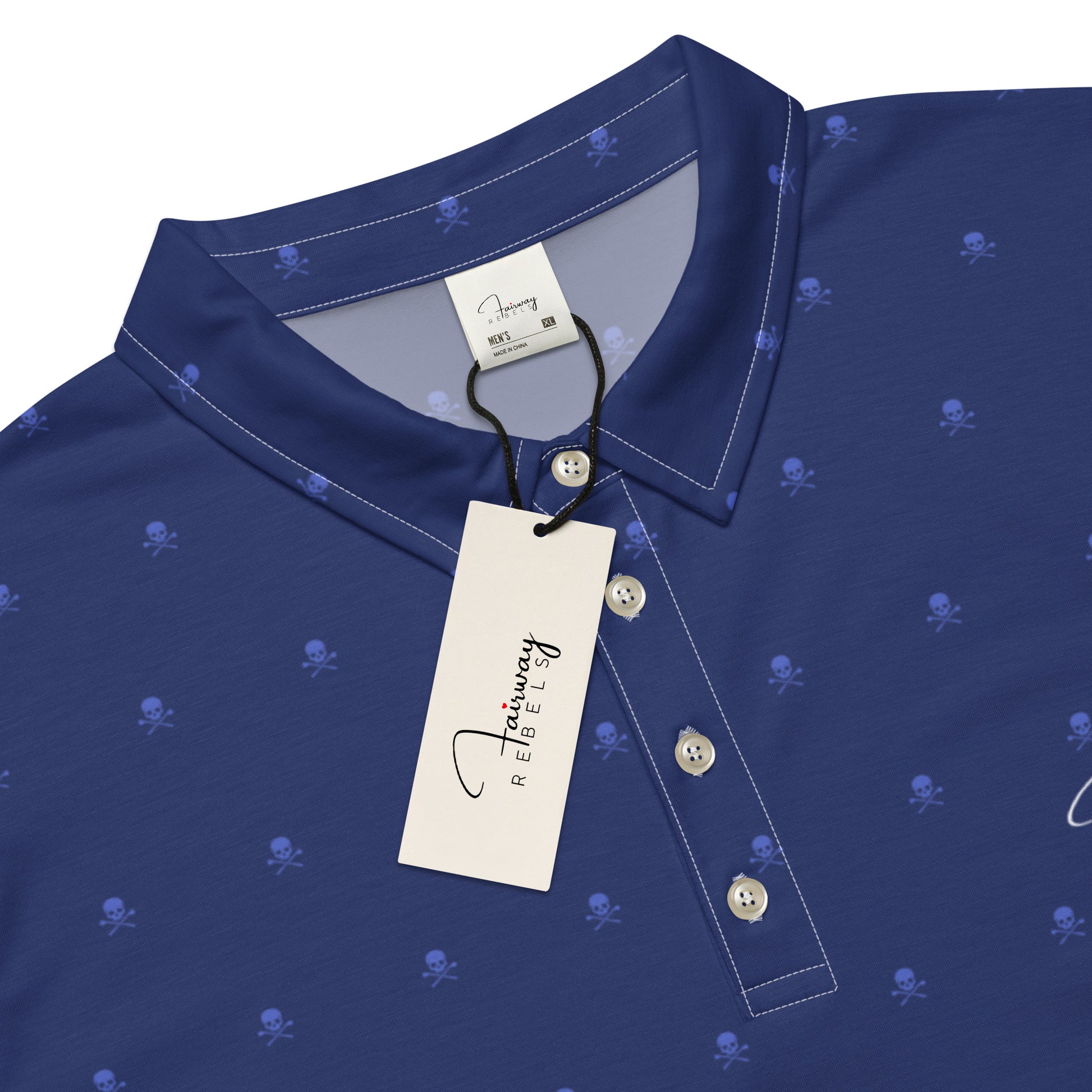Polo Homme “Skull” Bleu Marine – Fairway Rebels - Fairway Rebels golf