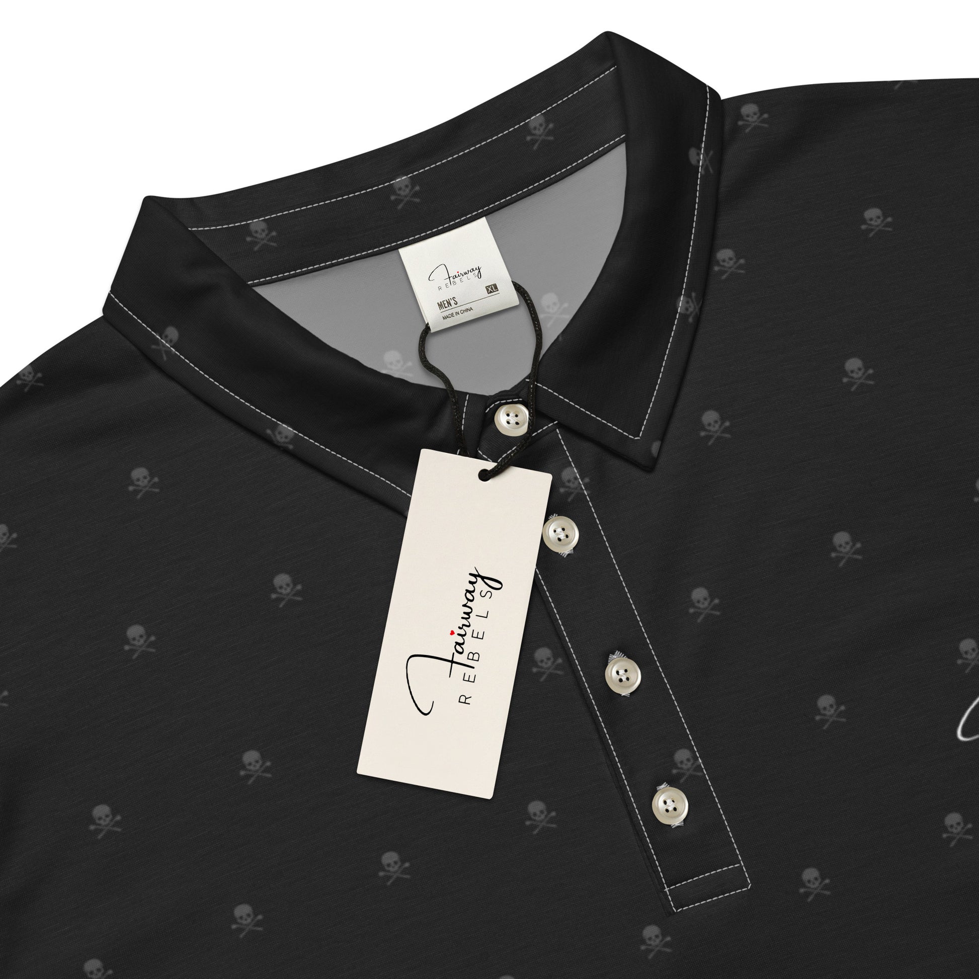 Polo Homme “Skull” Noir – Fairway Rebels - Fairway Rebels golf