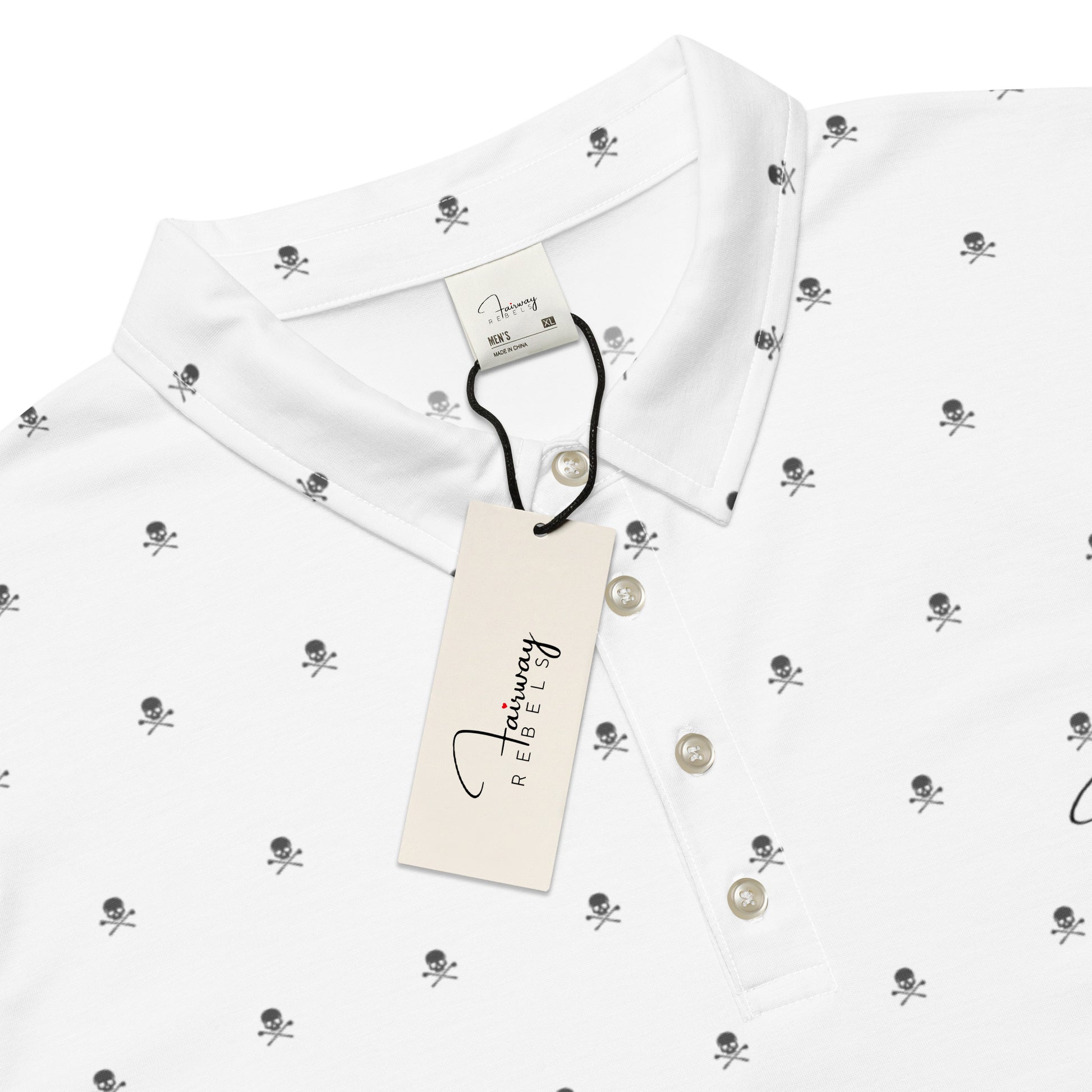Polo Homme “Skull” Blanc – Fairway Rebels - Fairway Rebels golf