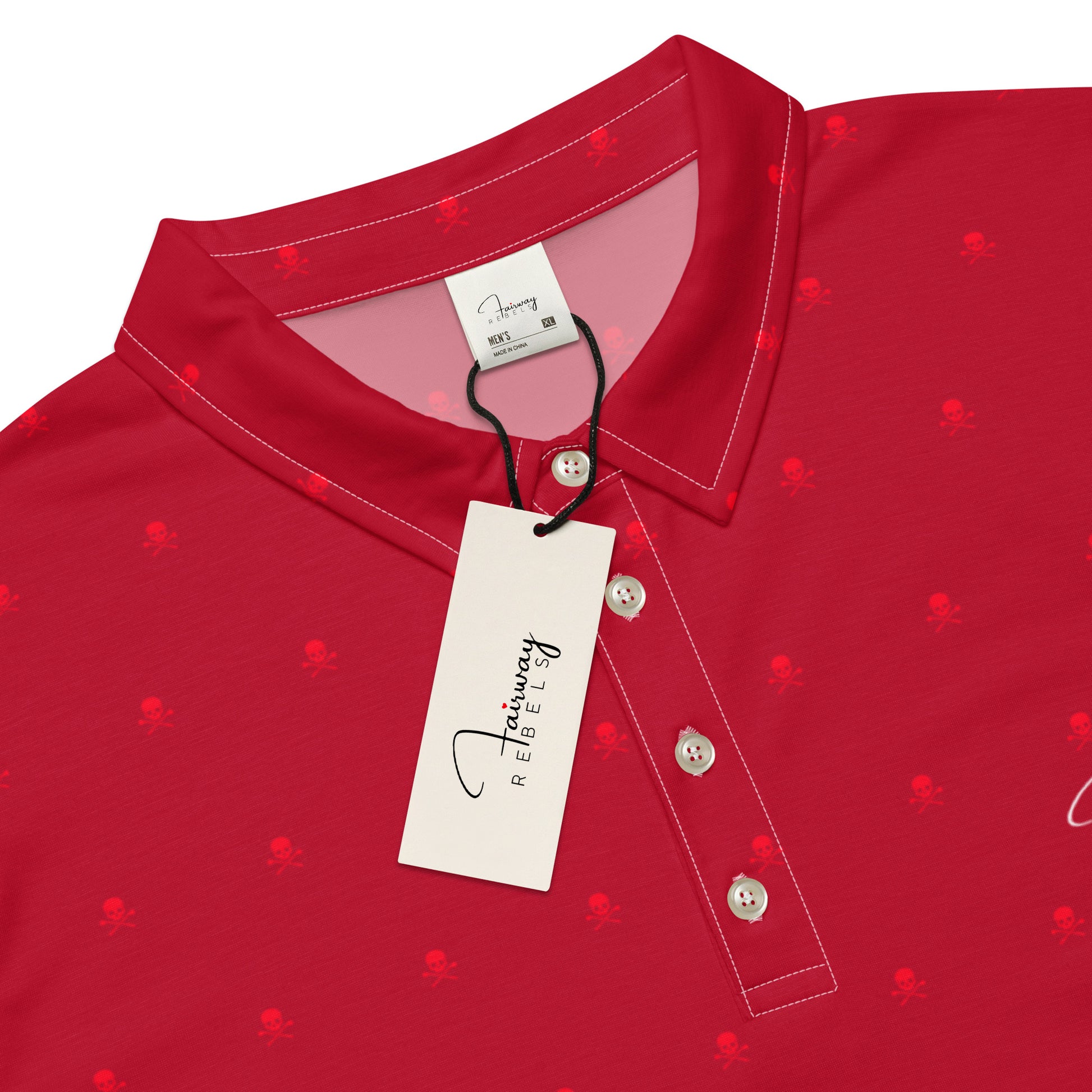 Polo Homme “Skull” Rouge – Fairway Rebels - Fairway Rebels golf