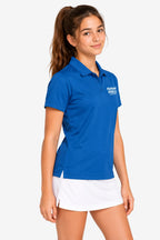 Polo technique bleu pour fille, col polo, logo poitrine « Fairway Rebels ».