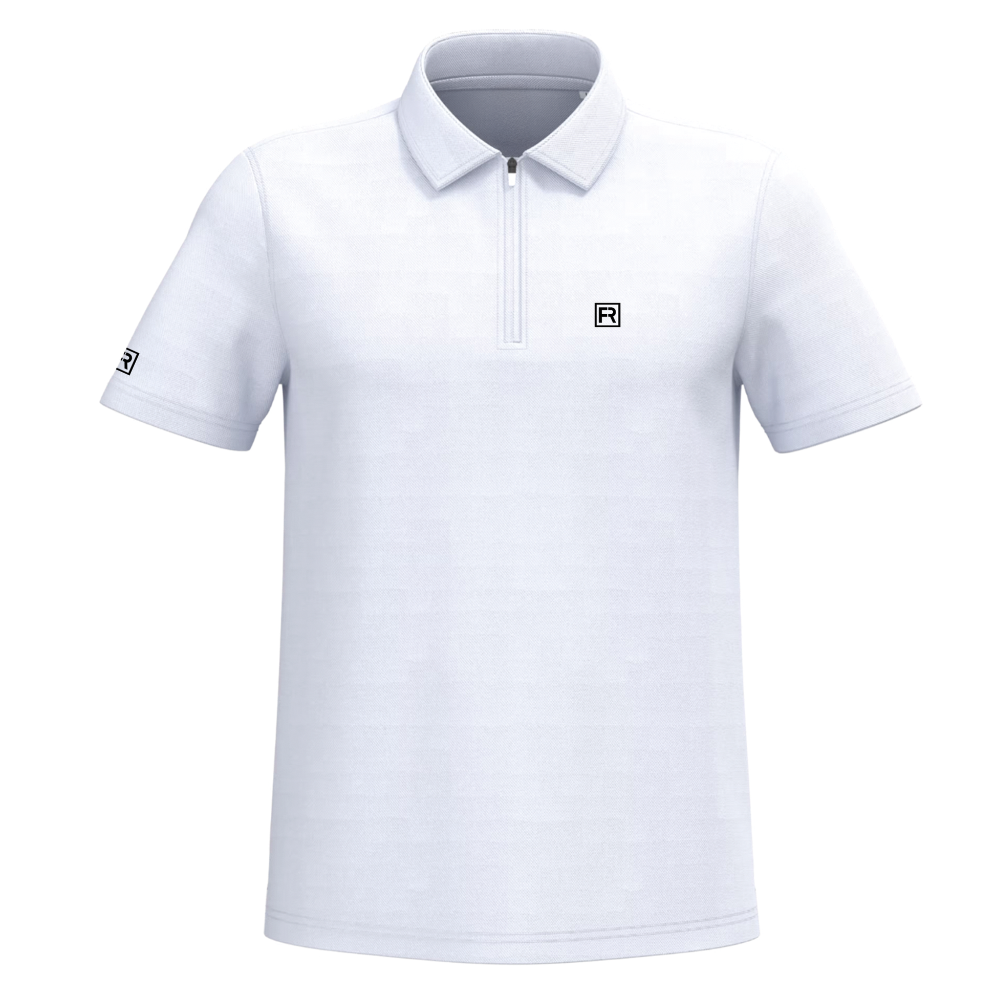 Polo Golf homme blanc 1/4 zip