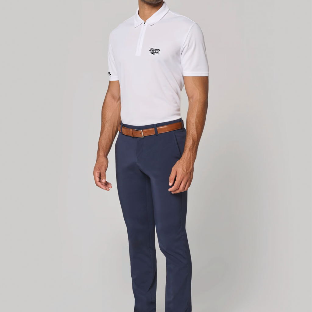 Polo Golf homme blanc 1/4 zip