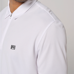 Polo Golf homme blanc 1/4 zip