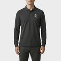 Polo golf homme gris à manches longues avec motif tête de mort sur la poitrine