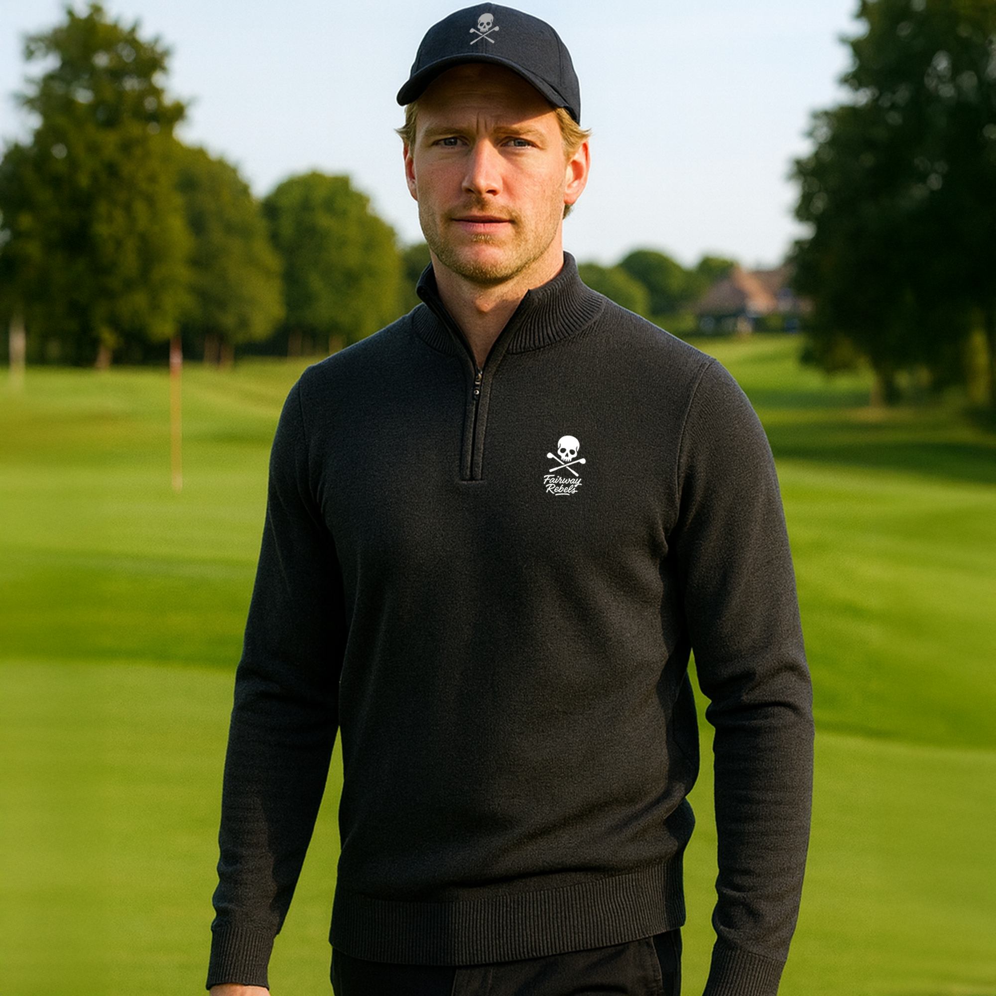 Pull 1/4 Zip Homme Gris Foncé- Fairway-Rebels - Fairway Rebels golf