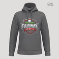 Sweat à capuche gris golf unisexe avec logo Fairway Rebels, motif balle de golf, coton polyester